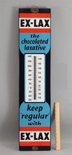 Antique c1940s Ex-Lax Chocolate Laxative Porcelain Advertising Wall Thermometer