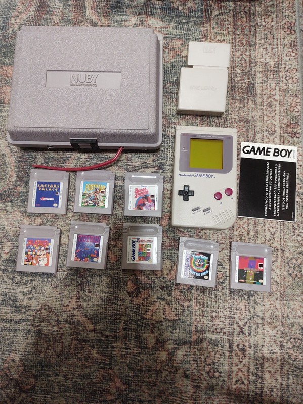 Nintendo Game Boy DMG 01 Gray New Glass lens Games Bundle Nuby light Case