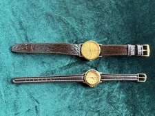 Vintage Pair of Citizen and Seiko Watches Gold Tone