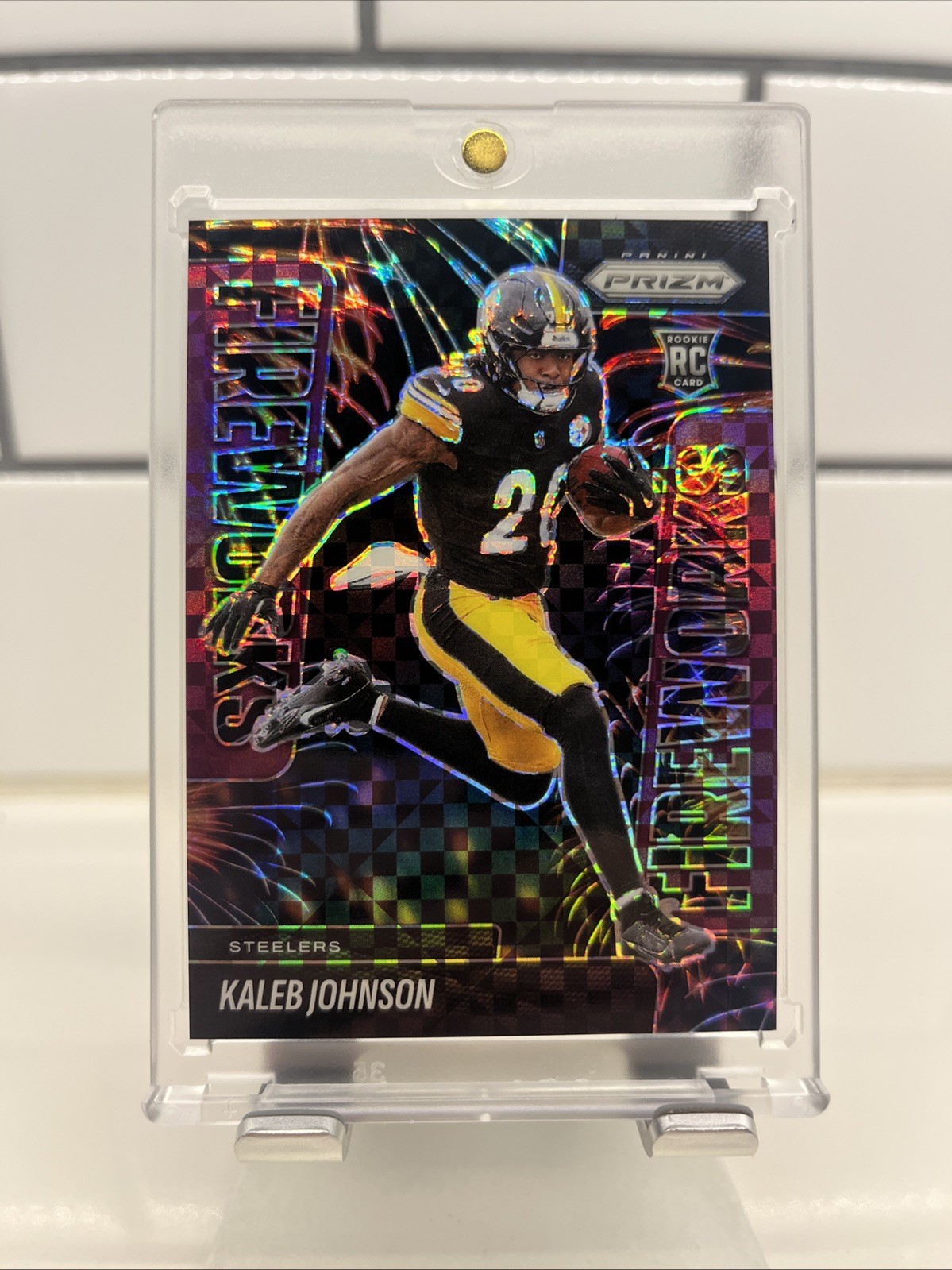 Kaleb Johnson Panini Prizm Fireworks #4 Purple Power