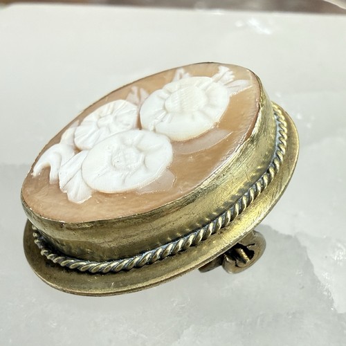 Vintage Hand Carved Shell Cameo Bouquet Daisy Brooch and Pendant 2.5cm Dainty - Foto 5 di 11