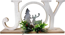 Christmas Table Decorations Joy Farmhouse Christmas Tree Elk Sign Wooden Wint...