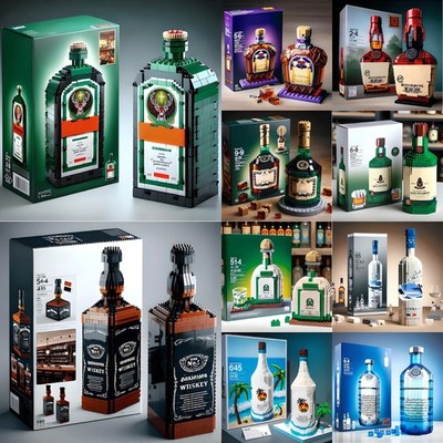 Kreative Alkohol Whisky Flasche Bausteine 3D Zum Selbermachen Puzzle Modell Bar Dekor