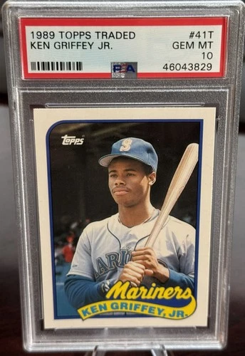 1989 KEN GRIFFEY JR TOPPS TRADED ROOKIE PSA 10  MARINERS 50-50? NEW LABEL (829)