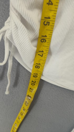 Camisa American Eagle para mujer mediana blanca acanalada acanalada corbata lateral manga larga corta - Imagen 9 de 17
