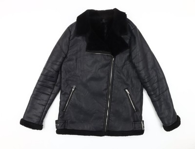 Schwarze Damen-Motorradjacke UK-Größe 12 von Missguided