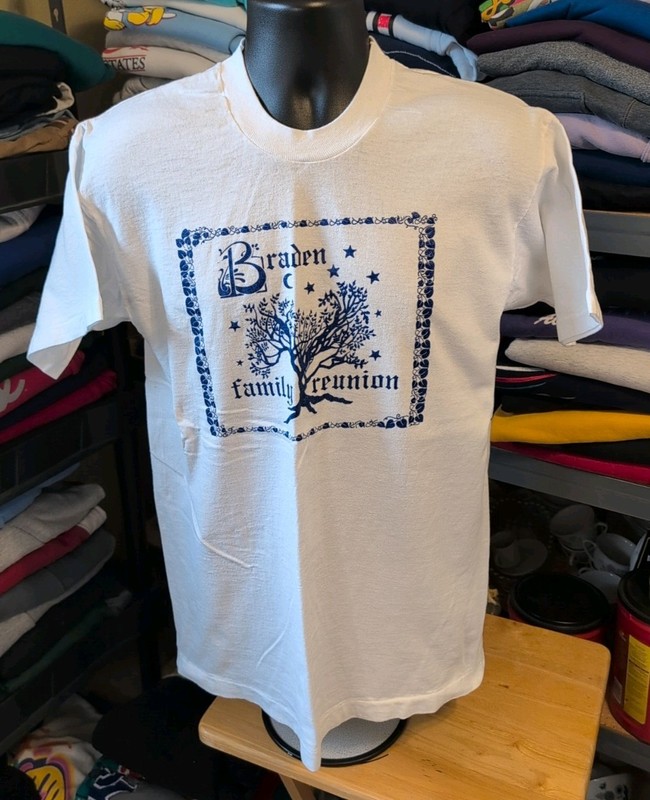 Vintage 90s Men's BRADEN FAMILY REUNION Single Stitch T-Shirt Size L. Gathering