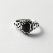 Ring mit Schwarzem & Rot Stein , Damenring Elegant - Sterling Silber 925 