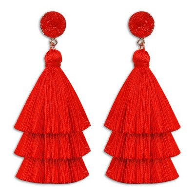 Lagenlook Quaste Ohrringe für Frauen Bohemian Quaste Ohrringe Fransen Hänger Tropfen Ea