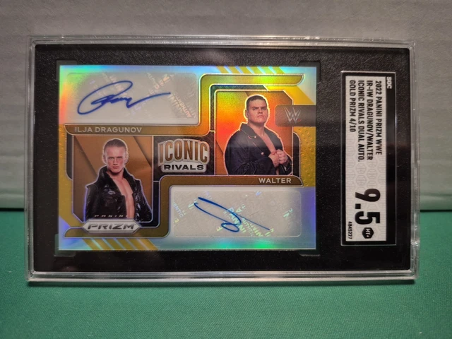 2022 WWE Prizm Ilja Dragunov Walter/Gunther Iconic Rivals Dual Auto /10 SGC 9.5