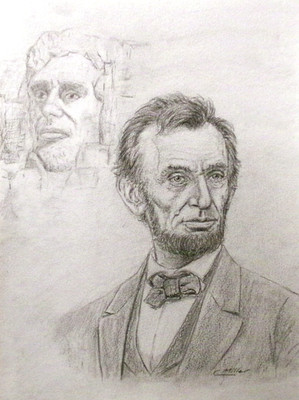 Original Drawing Abraham Lincoln Portrait Sketch 9x12 President Wall Art Signed