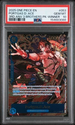 3088 Portgas D. Ace 2025 One Piece 3rd Anniversary 3 Brothers #OP07-053 PSA 10