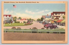 Linen Postcard Rehoboth Avenue from Boardwalk Rehoboth Beach Deleware