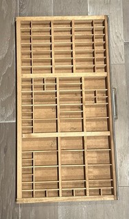 Vintage Letterpress Typeset Printers Tray Shadow Box Curio Wooden Shelf Hamilton