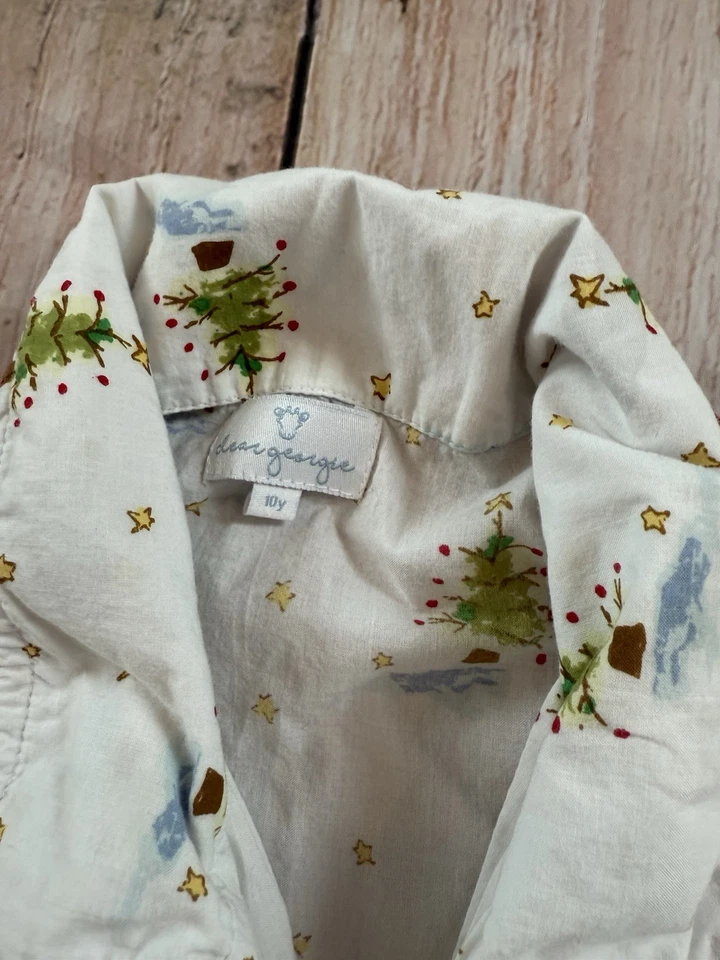 Dear Georgie Christmas 2 Piece Pajama Set Boys Size 10 Y Green Long Sleeve Girls - Image 3 of 4