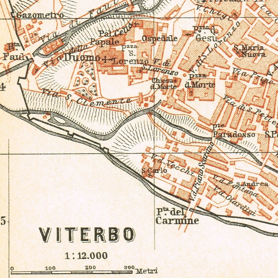 Mapa Viterbo 1930 Original Vintage Italia Toscana Foto 3 de 4