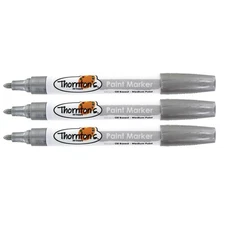 Thornton's Art Supply Oil-Based Paint Markers, Medium, Silver Ink, Set of 3