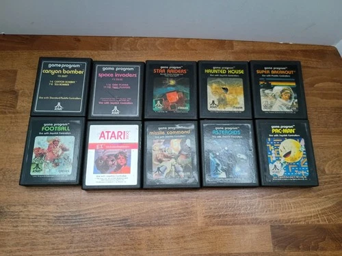 Atari Game Lot 10 Pacman asteroids space invaders haunted house ET star raiders