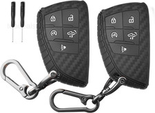 2 Pcs Key Fob Cover for Chevy,5 Buttons Silicone GMC 7-Carbon Fiber