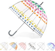 Totes Adult Windproof Bubble Umbrella with J Hook Handle and Enhanced