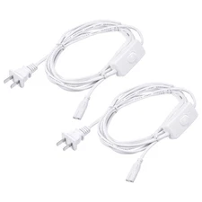 2Pcs Extension Power Cable T5 T8 LED Tube On-Off Switch White 3 Pin 9.84ft