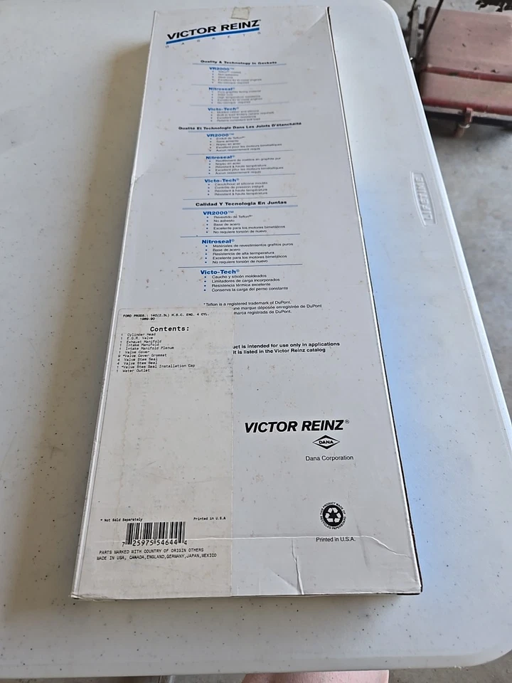 Juego de juntas Victor Reinz HS5737A 1989-1990 Ford 140 (2,3 L) H. S. C. 4 cilindros Eng Foto 4 de 4