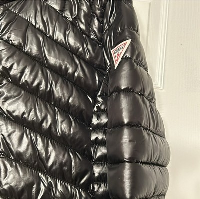 Guess Light Packable Jacket Quilted Black Transitional Puffer Size Large damen