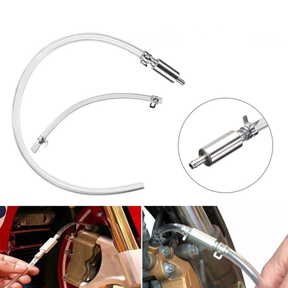 Motorcycle Single Way Valve Bleeding Tool Kit Brake Bleeder Pipe Hose