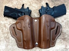 2-GUN Small of Back SOB Brown Leather Belt Holster for ANY NONRAIL 5" 1911