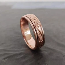 Solid Pure Copper Spinner Ring Handmade Bohemian Women Thumb Ring All Size SR654
