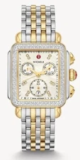 Michele Deco Diamond Two Tone Mother Of Pearl Dial Ladies Watch MWW06A000776