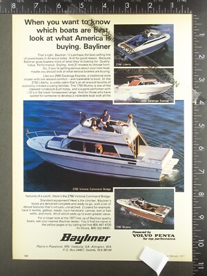 1977 ADVERTISING for Bayliner 2550 Saratoga 2150 Liberty 2750 Victoria 1750 boat