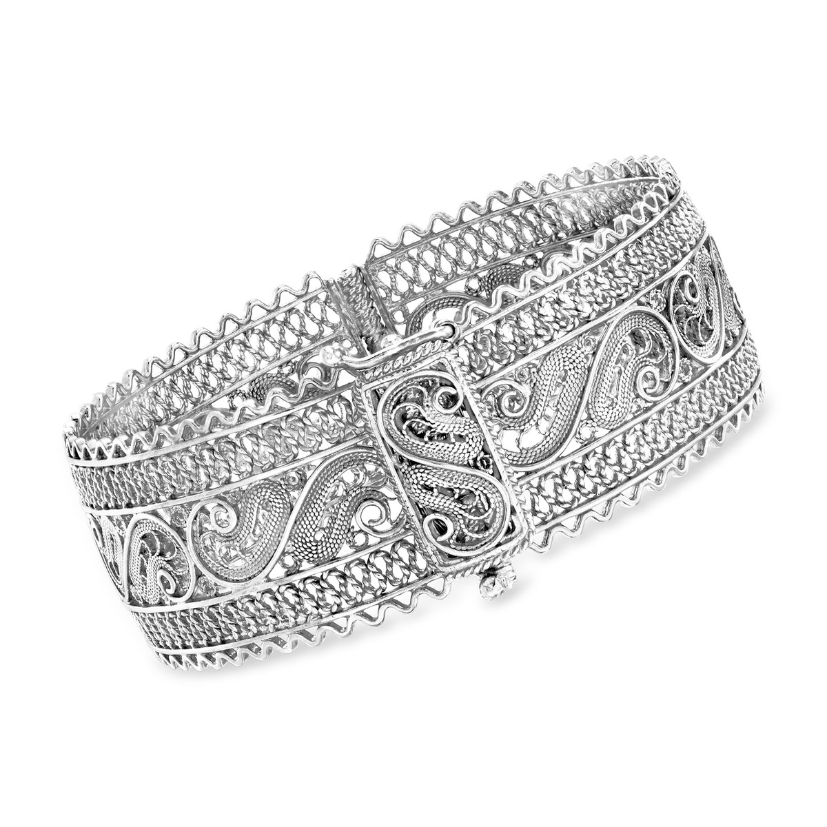 Ross-Simons Sterling Silver Filigree Bangle Bracelet | eBay