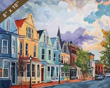 Georgetown skyline oil painting 8x10 Print
