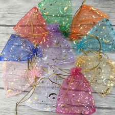 100Pcs /set Moon Star Organza Gift Bags Wedding Jewelry Drawstring Party Pouches