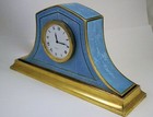 ANTIQUE  LARGE  STERLING & BLUE GUILLOCHE ENAMEL CLOCK / 17oz sterling /476 gram — photo 3