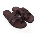Salentini Men's Leather and Leather Flip Flops Sandals for the Sea Made in Italy