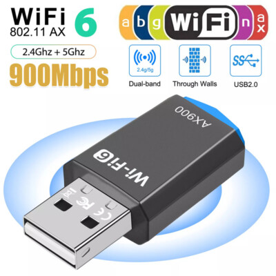 WiFi 6 Dual-band USB Adapter AX900 2.4G/ 5G Wireless Network Card For Desktop#lk