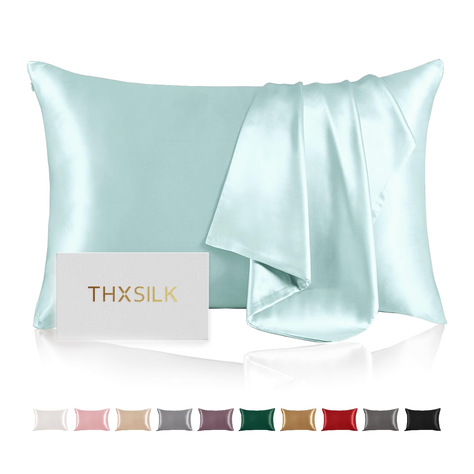 Mulberry Silk Pillowcase for Hair and Skin 100% Mulberry Silk Bed Pillowcase ...-image