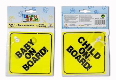 LEARN & FUN Baby on Board Schild Saugnapf Autoschild 13 x 13 cm 