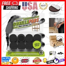 GorillaPads 1 Inch Black Non-Slip Pads - 16 Count Floor Protectors for Furniture