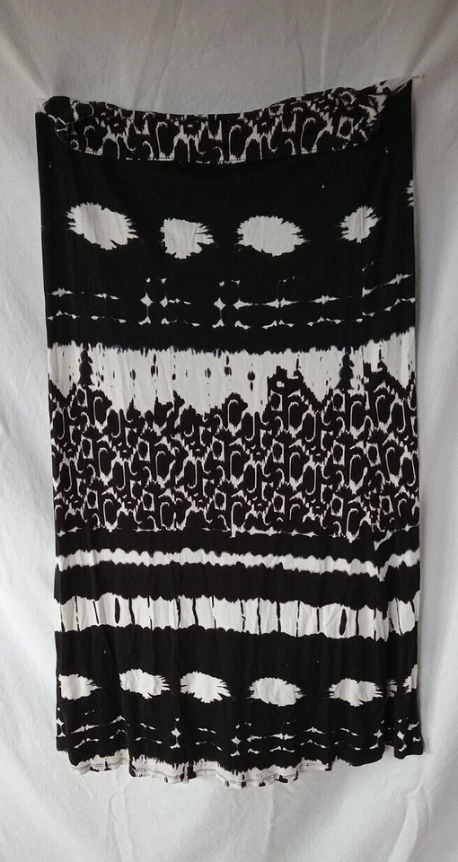 KAREN KANE Mujer Falda Grande Maxi Tejida Negro Blanco Cómoda Verano Informal Foto 2 de 4