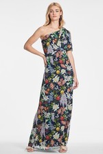 New Sachin Babi Chelsea Bow One-Shoulder Gown In Alto Giardino 12 325