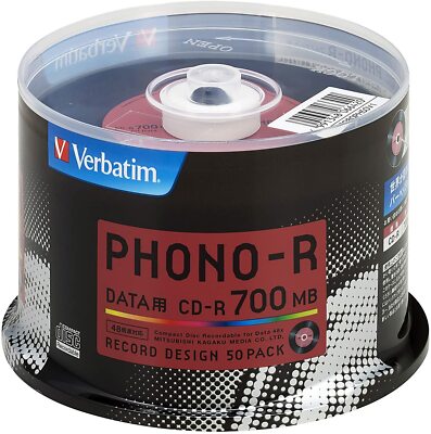 Verbatim CD-R 700MB 48x 50 discs SR80PH50V1 Record Design For 1-time recording 