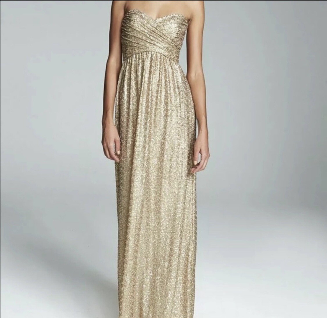 strapless gold sequin bridesmaid dresses One Shoulder Pleated Gold Sequin Mermaid Bridesmaid Dress – FancyVestido