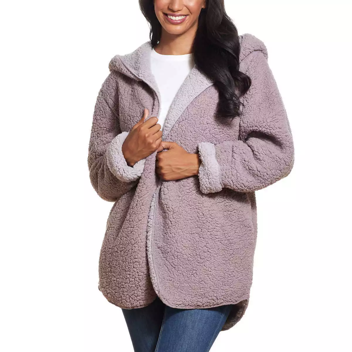 Weatherproof Ladies' Reversible Cozy Sherpa Hooded Jacket