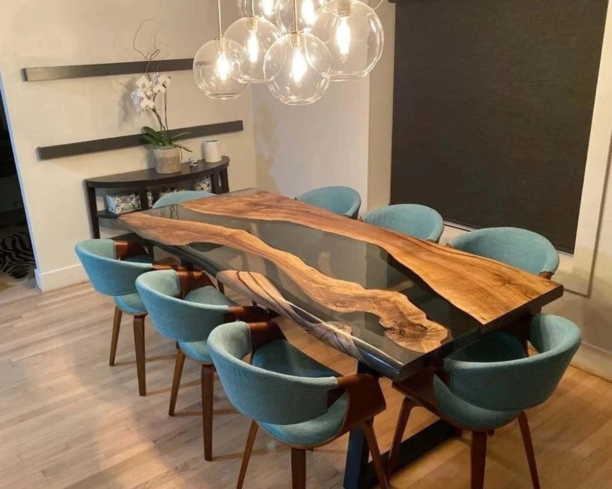 Tables - Custom Epoxy Resin Dining Table Clear Epoxy