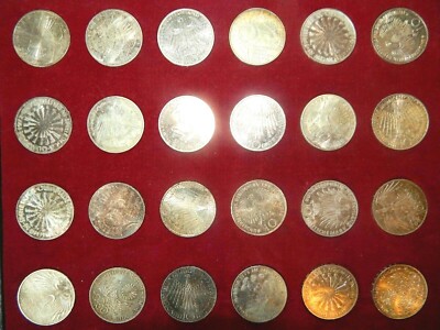 1972 Munich Olympic Silver Coin Complete 24 Piece Set Choice B.U    K00032