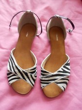 Dune zebra print leather open toe ankle strap shoes size 39