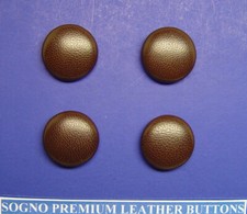 4 MADE IN USA soft dark chocolate leather buttons 20 mm (3/4 inch), metal loop